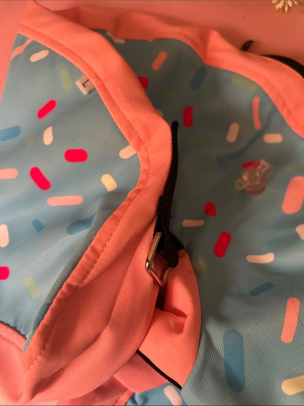 Sprinkle Donut Pattern Dog Inflatable Recovery Collar - Blue & Pink